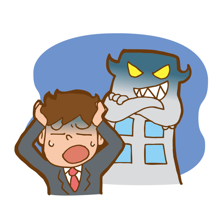 夜遅くまで働く男性