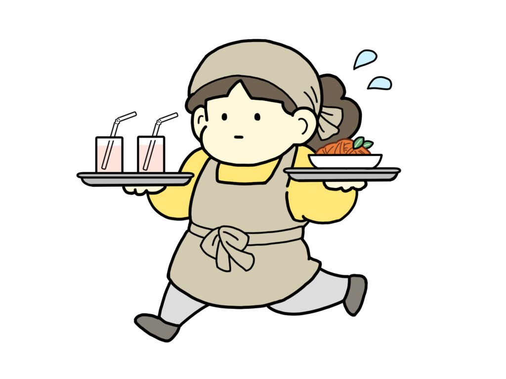 接客サービスに忙しい女性