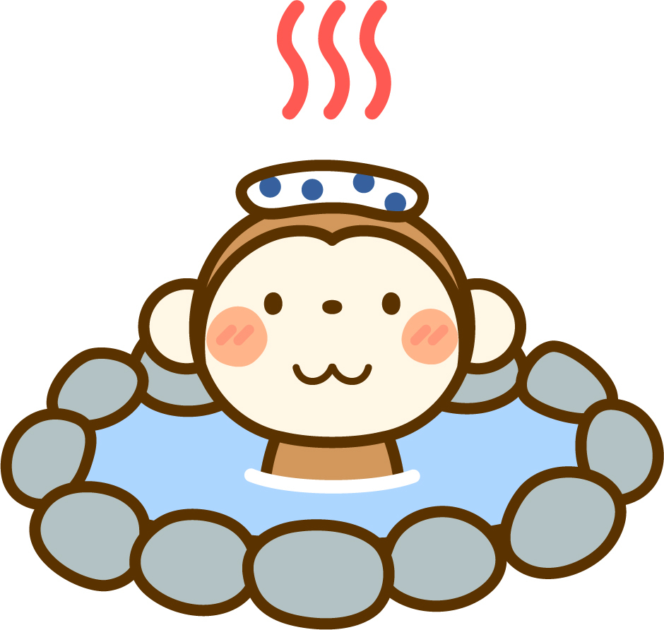 温泉に入るサル