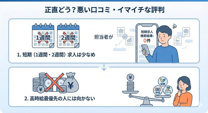 正直どう？悪い口コミ・イマイチな評判のイラスト図