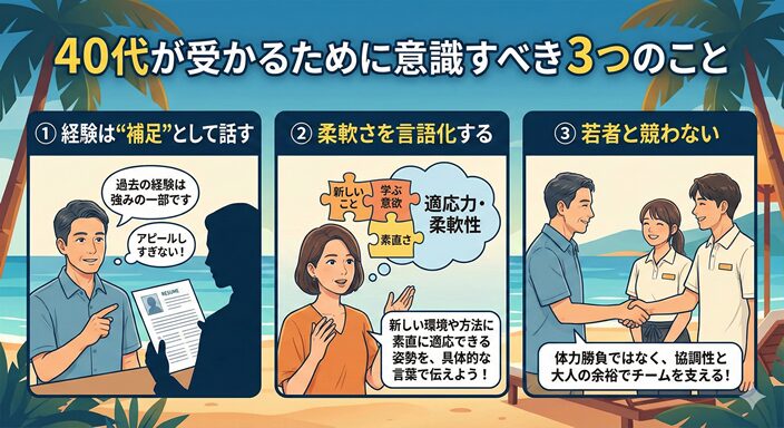 40代が受かるために意識すべき3つのことの画像