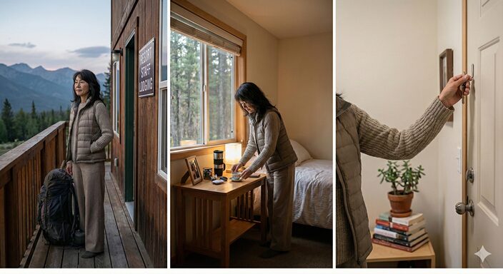 帰る部屋を確保して落ち着く女性