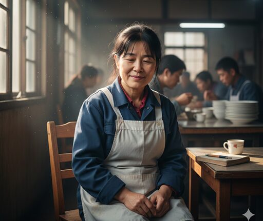 住み込みの仕事の仕事で少し疲れた５０代女性