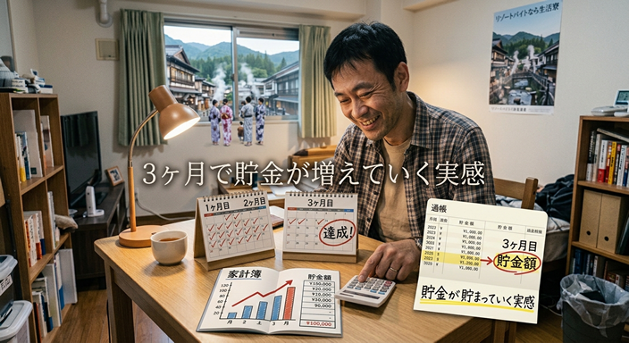 リゾートバイトを始めて3ヶ月が経った40代の日本人男性