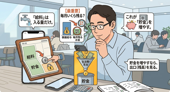 貯金を増やしたいなら「給料」より毎月残るお金を見るのイメージ画像